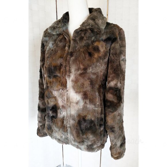 Andrea Faye Faux Fur Jacket Size Small Victoria Boa Cinchback Coat Equestrian - Picture 3 of 15